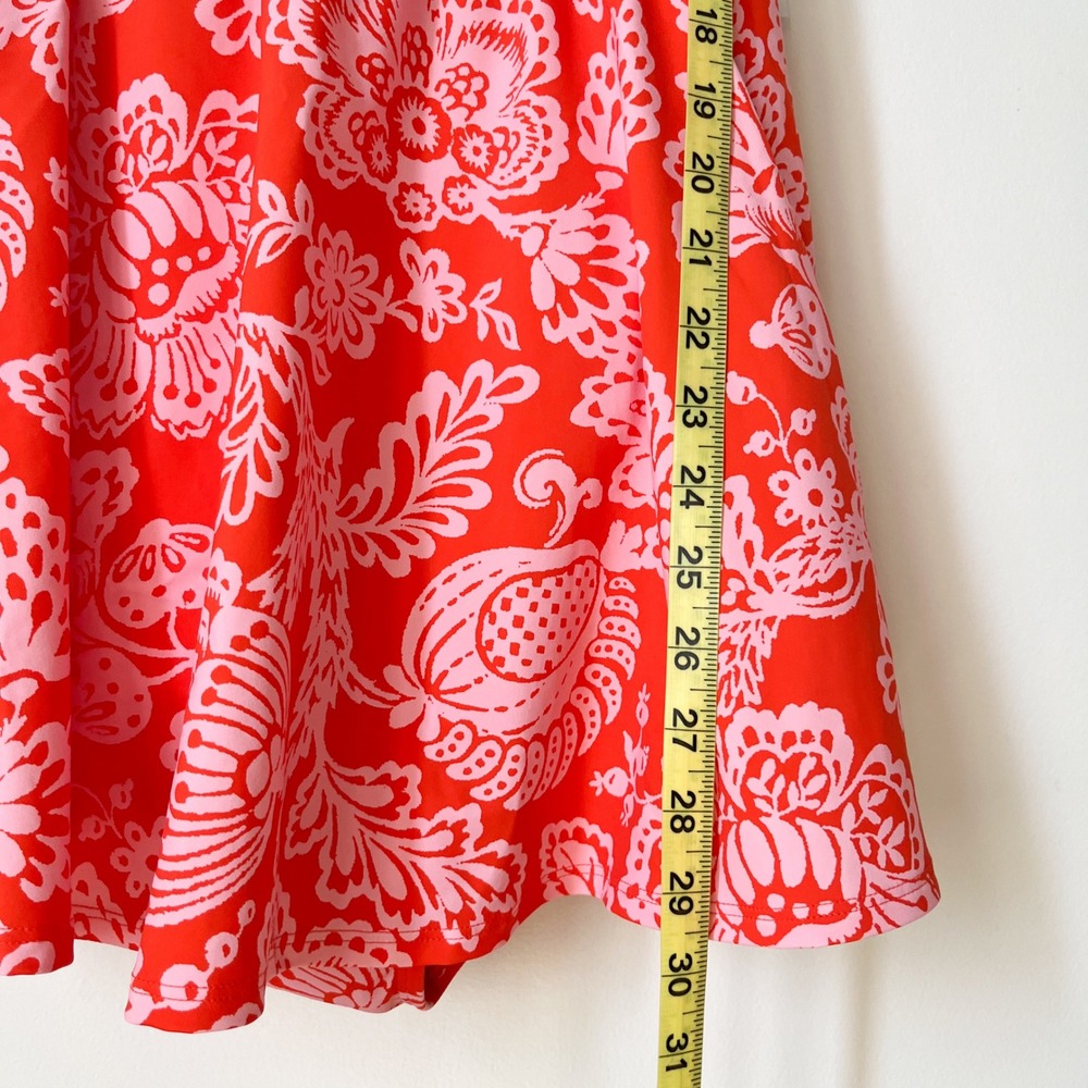 NEW Lands End Smocked Swimsuit Dress Orange Pink Floral Womens 10 - Picture 6 of 13